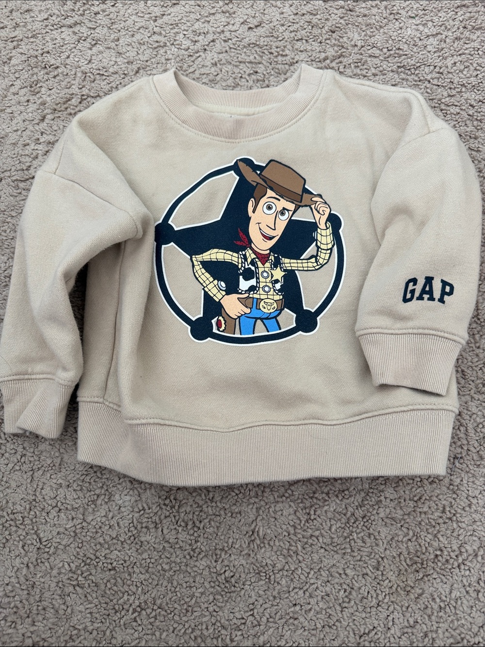 GAP Beige Crewneck Sweatshirt with Woody Graphic